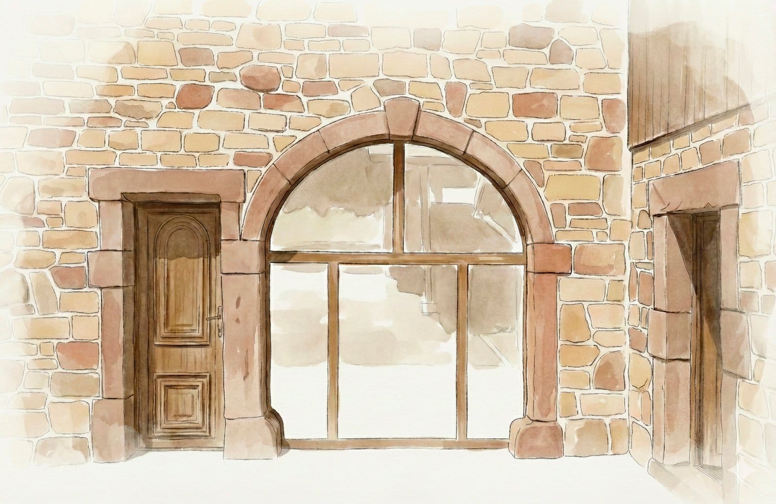 Maison avec façade en enduit imitation pierre jointée
