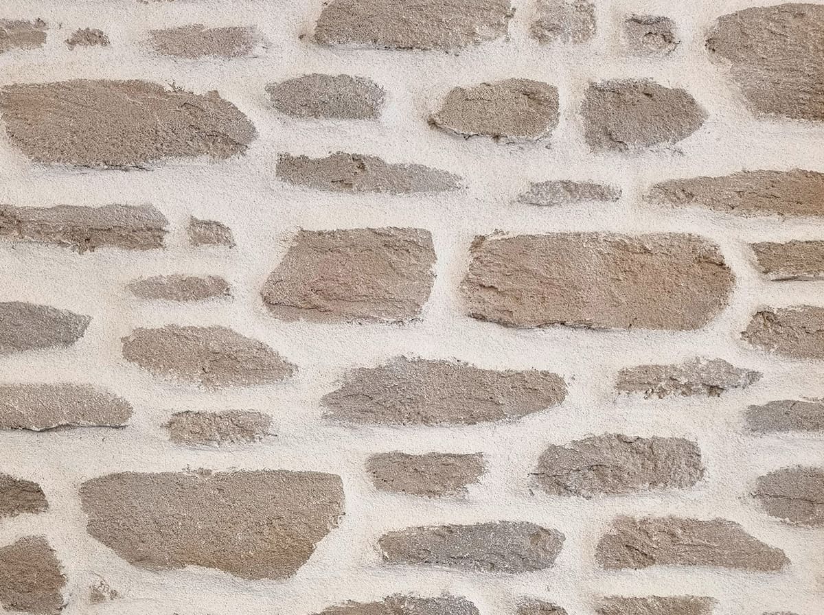 Échantillon de moellons de grès à joints larges